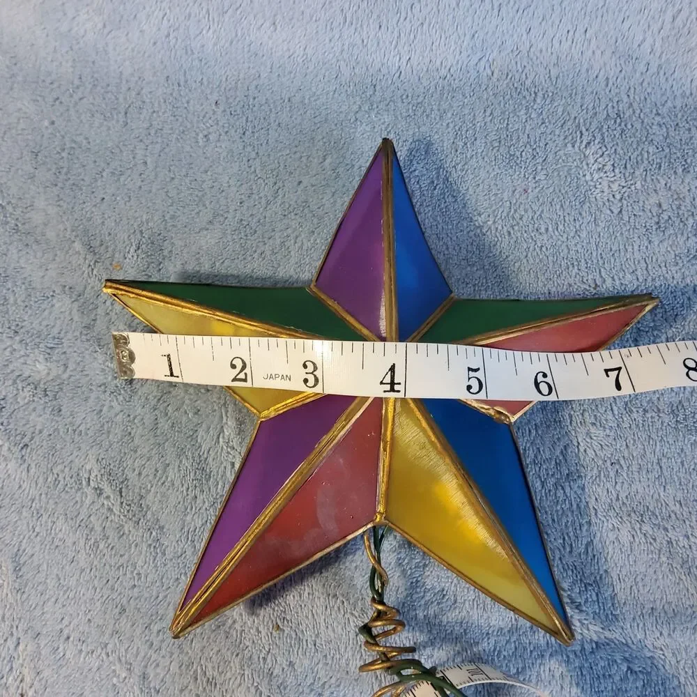 Vintage Kurt S Adler Lighted Star Tree Topper Stained Glass-Style Plastic WORKS
